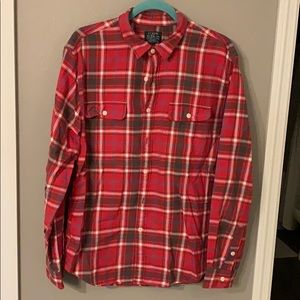 Red J Crew Flannel Shirt